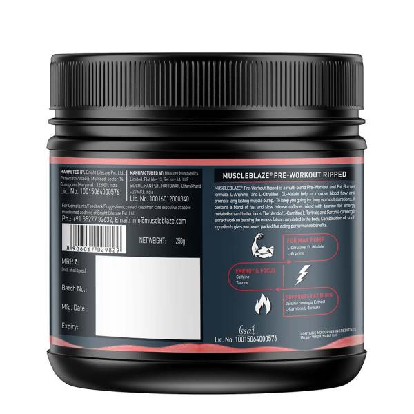 MUSCLEBLAZE PRE WORKOUT RIPPED, 250 G