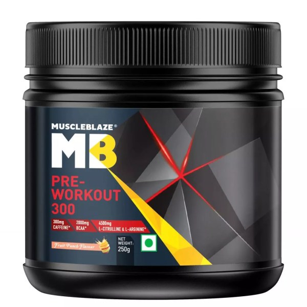 MuscleBlaze Pre Workout 300 Ripped, 250 g (0.55 lb), Fruit punch