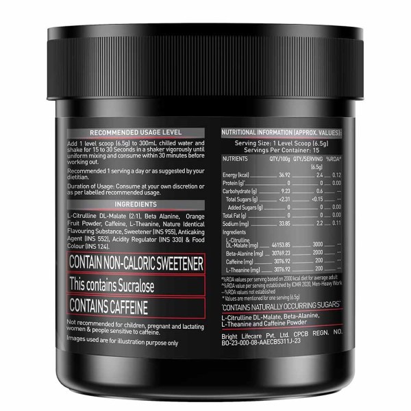 MuscleBlaze PRE Workout 200 Xtreme, 100 g (0.22 lb), Fruit Punch