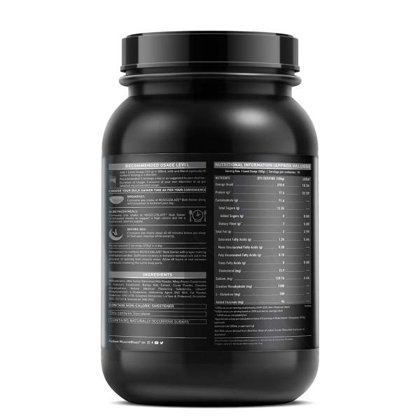 MuscleBlaze Bulk Gainer Mass Gainer with Creatine, 1 kg (2.2 lb), Chocolate