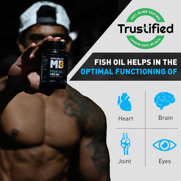 MuscleBlaze Omega 3 Fish Oil (1000 mg) with 180mg EPA and 120mg DHA, 90 capsules