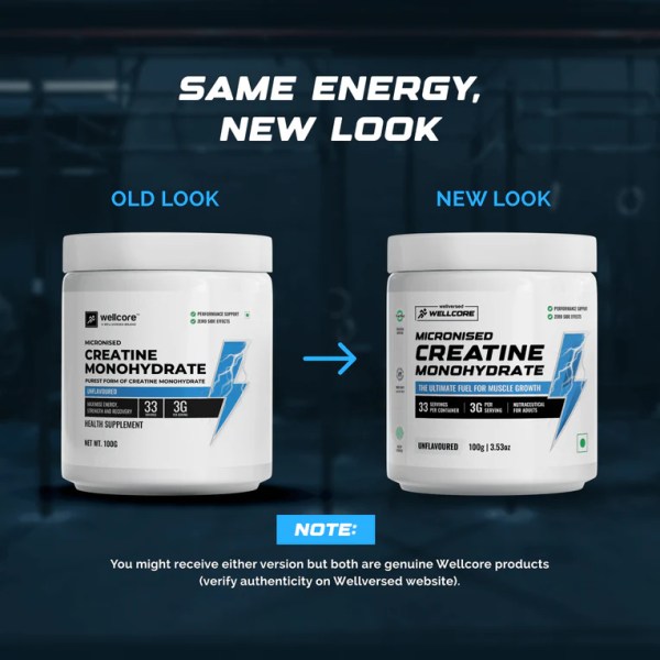 Wellcore - Micronised Creatine Monohydrate (100g, 33 Servings) 100% Pure Creatine | Unflavored | Supports Athletic Performance and Power